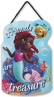 Disney Junior Ariel Friends Are a Treasure Hanging Wood Wall Decor - Fun Ariel Sign for Kids' Bedroom or Play Room