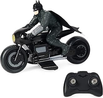 DC Comics, The Batman Batcycle RC with Batman Rider Action Figure, Official Batman Movie Styling, Kids Toys for Boys and Girls Ages 4 and Up