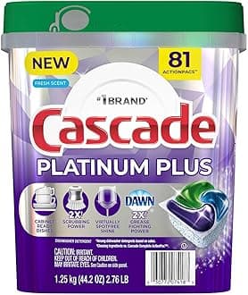 Cascade Platinum Dishwasher Detergent Powder 92 Fresh Scent ActionPacs Net Wt 51.2 Ounce