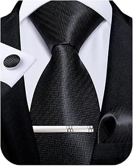 Mens Silk Necktie Solid Color Tie and Pocket Square Cufflink Tie Clip Set Woven Plain Ties for Men Wedding Party