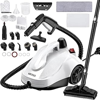 Steam Cleaner, Steam Mop with 23 Accessories, Powerful Multipurpose Portable Steamer for Cleaning to Remove Grime, Grease, for Multi-Purpose and Multi-Surface Floors, 16.4ft Power Cord, White