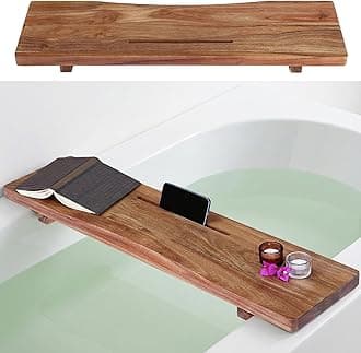 Premium Acacia Wood Bathtub Tray Caddy with Adjustable Legs, Minimalistic Design Bath Tray for Tub, Bathtub Accessories, Fit Standard Bath Tubs, Gift Idea for Women