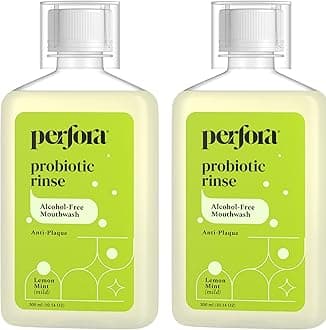 Perfora Lemon Mint Mouthwash, 300ml X 2 | Alcohol-Free Mouth Wash Liquid With Probiotics, Hyaluronic Acid, & Vitamin C | Freshens Breath & Removes Germs | No Artificial Flavor |Mouthwash For Oral Care