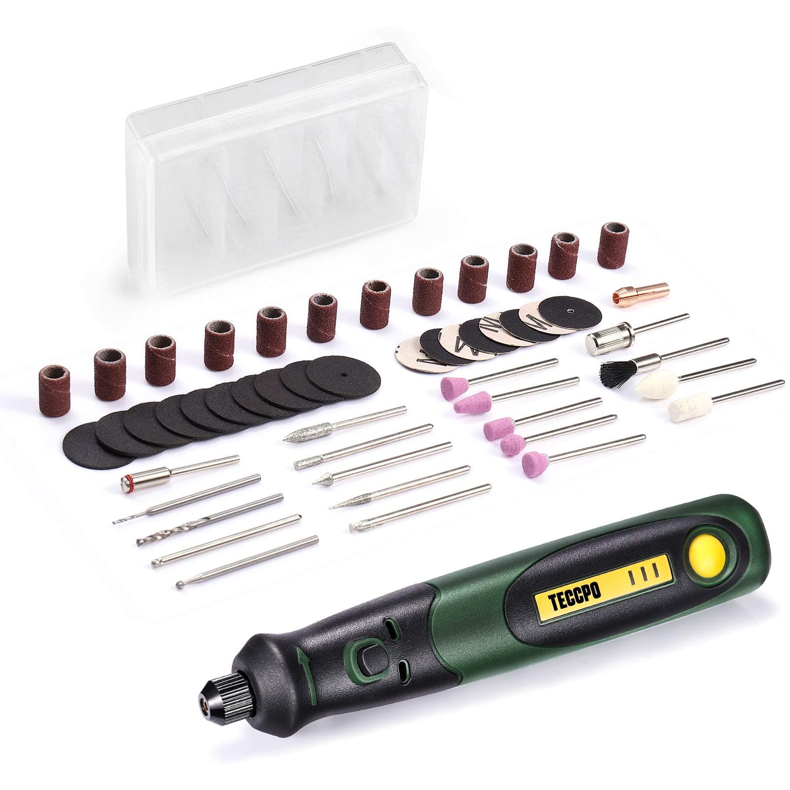 TECCPO Cordless Rotary Tool kit, 3-Speed with 50 Accessories, USB-C charging, Multi-Purpose Power Tool，3.7V Mini Rotary Tool perfect for Small Light Jobs-Green