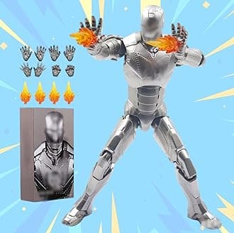 MK2Ironman Collectible Action Figure,7 Inch 10th Anniversary Metal Texture Painting Movable Mark Model Toys