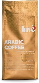 Luve Arabic Ground Coffee 200g with Cardamom & Saffron – Light Roast 100% Arabica – Fresh Roasted UK – Premium Spiced Blend with Aromatic Middle Eastern Flavour