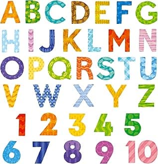 DECOWALL BA-4003 Uppercase Alphabet Letter Number Kids Wall Stickers ABC 123 Decals Peel and Stick Removable for Nursery Bedroom Living Room Art murals Decorations