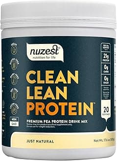 Pea Protein Powder - Clean Lean Protein, Premium Vegan Plant Based Protein Powder, Dairy Free, Gluten Free, GMO Free, Protein Shake, Just Natural (UNFLAVORED), 20 Servings, 1.1 lb