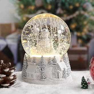 Vipush Village Snowman Style Musical Snow Globe with Color Changing LED Lights, Christmas Decorations with Music Box Gifts for Girls Kids, Decorations for Christmas & Birthday