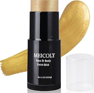 Gold Face Body Paint Stick(1.06 Oz),Cream Blendable Face Paint,Sweatproof Waterproof Body Paint Makeup for Halloween Special Effects SFX Cosplay,Metallic Gold