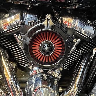 For harley davidson Sportster Air Cleaner filter street road glide M8 softail dyna 103 107 air intake Road King touring (OPS Black - Red -Black spike, Model D : Softail 18up, Touring M8 17up)