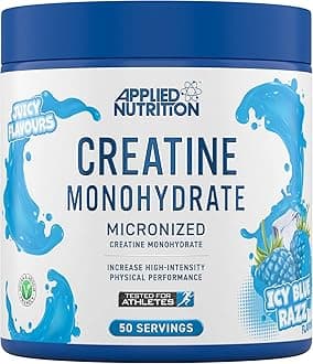 Creatine Monohydrate Powder 250g – 100% Micronized Creatine – 5g per Serving – Supports High-Intensity Performance – ICY Blue Razz – 50 Servings