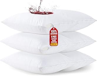 Utopia Bedding 6 Pack Waterproof Pillow Protectors with Zipper Queen Size (White), Bed Bug and Dust Mite Proof Pillow case Covers, Moisture Wicking Pillow Encasements 20 x 28 Inches