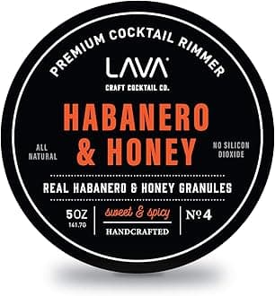 Premium Habanero & Honey Cocktail Rimmer, All Natural Rimmer Seasoning, Sweet & Spicy, No Silicon Dioxide, with Easy Screw-On Lid - 5oz