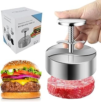 Burger Press, Adjustable Hamburger Meat Press, 304 Stainless Steel Non Stick Patty Press, BPA Free, Suitable for Beef, Burgers and Cooking, Ideal for BBQ and Homemade Hamburge