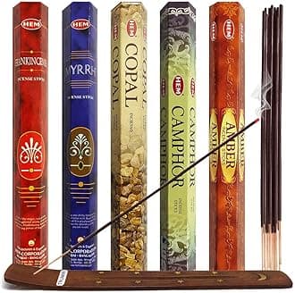 TRUMIRI Hem Incense Sticks Variety Pack #4 And Incense Stick Holder Bundle With 5 Unique Resin Based Fragrances