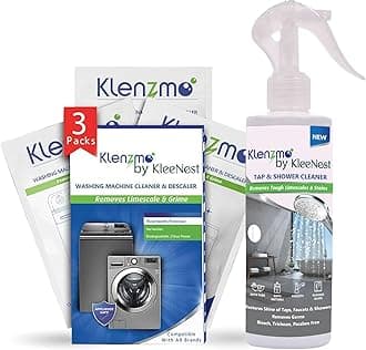 Klenzmo by Kleenest Washing Machine Cleaner Pouch - 180gx3 Pouch & Tap Cleaner - 270ml | Combo Pack