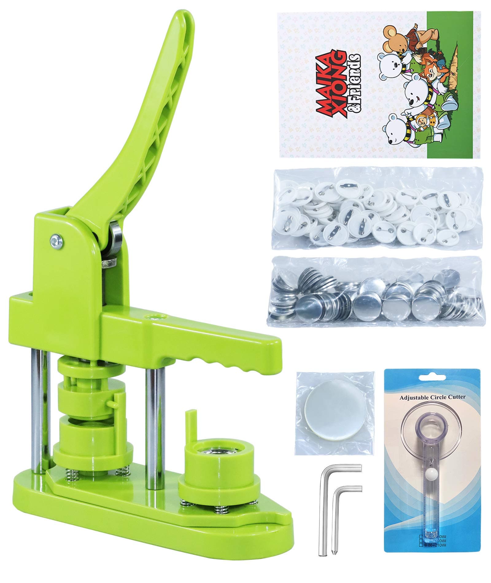 Button Maker Machine, (3rd Gen) Installation-Free 25mm(1 in) DIY Pin Button Maker Press Machine Kit, Badge Punch Press Machine with Free 500pcs Button Parts&Pictures&Circle Cutter&Magic Book