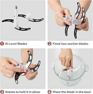 Ganiza - Food processor, meat grinder with glass and stainless steel bowls 8 cups, 450 W 2-speed copper motor and overheat protection light, incl