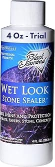 Wet Look Natural Stone Sealer. Durable, Long-Lasting Gloss Protection. Interior and Exterior Pavers, Slate, Sandstone, Travertine, Flagstone, Driveways, Garage Floors, etc. Black Diamond Stoneworks