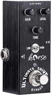 Guitar Pedal, Horse Electric Ultimate Overdrive Guitar Effects Pedals Mini Single Type DC 9V True Bypass (Black)