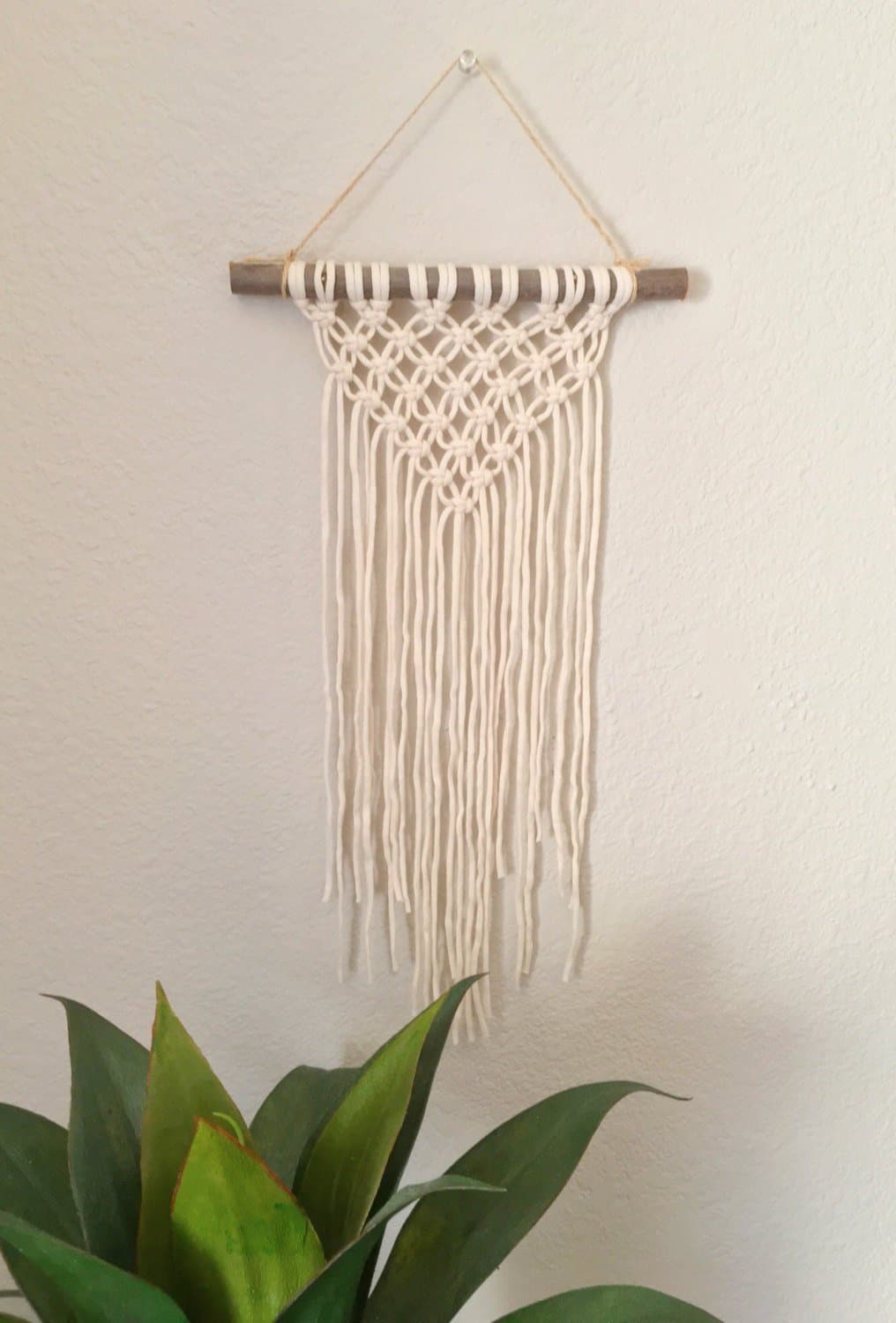 Macrame wall hanging, small, natural branch