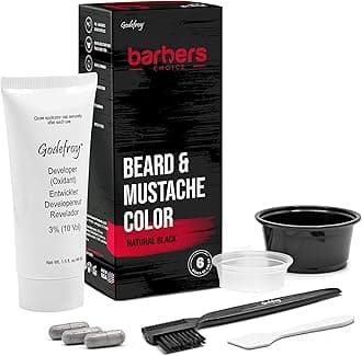 Godefroy Barbers Choice 3 Application Beard and Mustache Dye For Men, 6 weeks of Cover For Gray Facial Hair, Natural Black