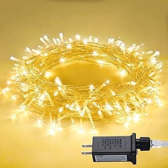 JMEXSUSS 100 LED String Lights Indoor Bedroom, 8 Modes Warm White Christmas Lights Plug in, 33ft Connectable Room Fairy Twinkle Light Outdoor for Mirror Room Home Garden Xmas Tree