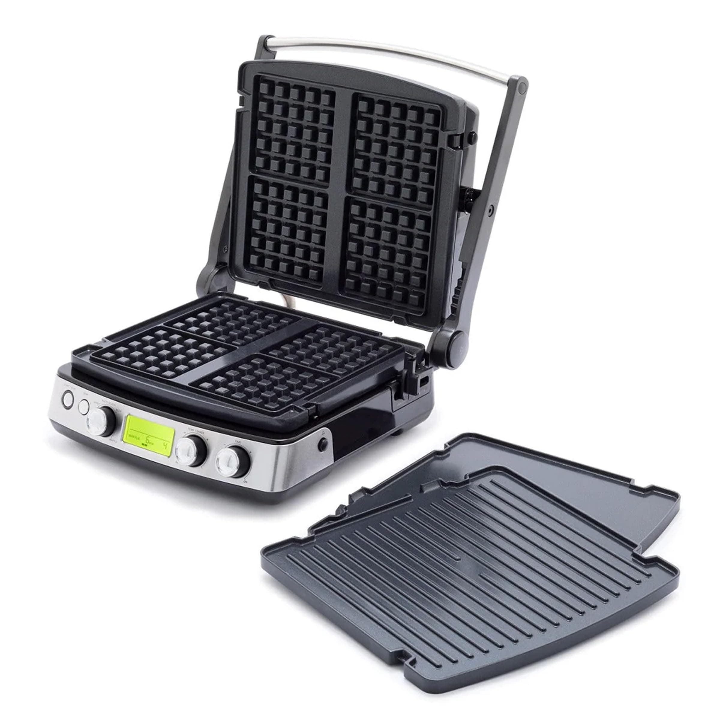 Elite 7-in-1 Multi-Function Contact Grill & Griddle, Healthy Ceramic Nonstick Aluminum, Grill & Waffle Plates, Adjustable Shade & Shear, Closed Press/Open Flat Surface, PFAS-Free, Black