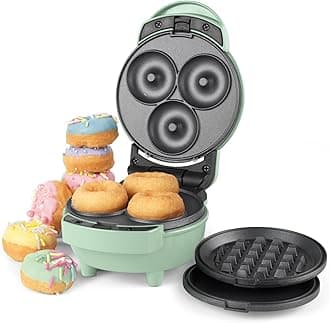 Giles & Posner 3 in 1 Mini-Bites Maker Non-Stick Cooking Plates, Doughnut,Waffle, and Pancake Maker, 3 Minute Pre-Heat time, Non-Slip Feet, Easy to Clean,Ready Indicator Lights,400W,1.15KG