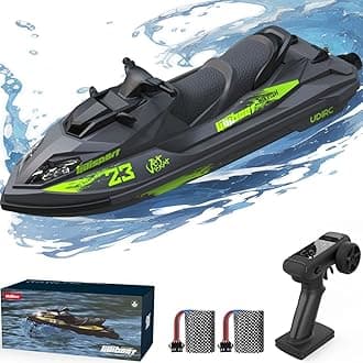 20+KPH Jet Pump RC Boat, 2.4GHz Adult RC Jet Ski, RC Boat for Pools, Lakes and Rivers with 2 Batteries, LED Light, Low Battery Alarm