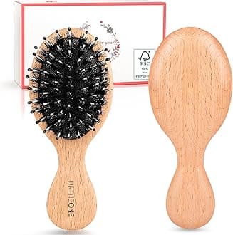 Hair Brush Mini Boar Bristle Hairbrush Pocket Travel Small Paddle Hair Brush for Men Women Kids for Thick Curly Thin Long Short Wet or Dry Hair Detangle Massage Add Shine