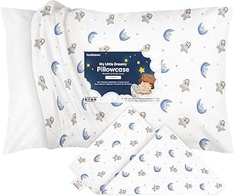 KeaBabies Toddler Pillowcase 13"x18" - Organic Cotton Toddler Pillowcase for Kids, Boys, Girls, Soft & Durable Cotton Cover for Miniature Sleepy Pillows,Cute Colors,Pillow Sold Separately(Space Drift)