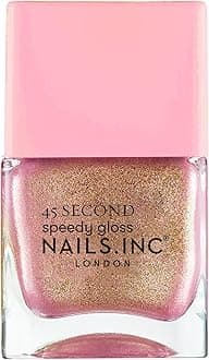 45 Second Speedy Gloss, Ruby, Pink Shimmer, Metallic, No Chip, Long Lasting, Quick Dry, Air Dry, Professional Manicures & Pedicures, Fingernails & Toenails, Vegan Nail Polish, 0.47 Fl Oz