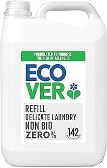 Ecover Zero Non-Bio Laundry Detergent Refill, For Sensitive Skin, Baby Laundry Washing Liquid, 142 Washes, 5L