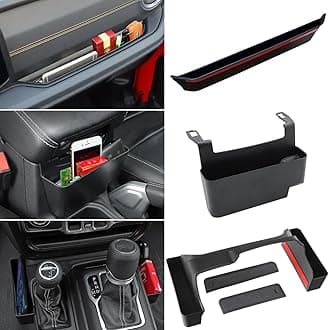 3-Pack Passenger GrabTray + Shifter Side Tray + Armrest Storage Box for 2024 2025 Jeep Wrangler JL JLU Sports Gladiator JT Black Interior Organizer Accessories