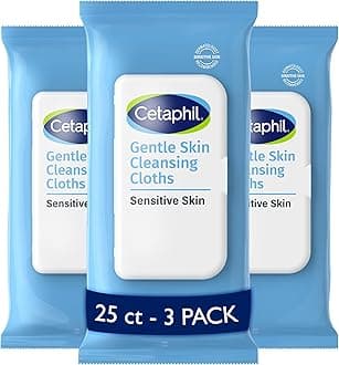 Face and Body Wipes, Gentle Skin Cleansing Cloths, 25 Count (Pack of 3), for Dry, Sensitive Skin, Flip Top Closure, Great for the Gym, Travel, in the Car, Hypoallergenic, Fragrance Free