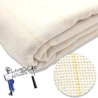 Primary Tufting Cloth with Marked Lines, Large Size Needlework Fabric, Monk's Cloth for Tufting Gun, Rug-Punch, Punch Needle, 65x85 inch