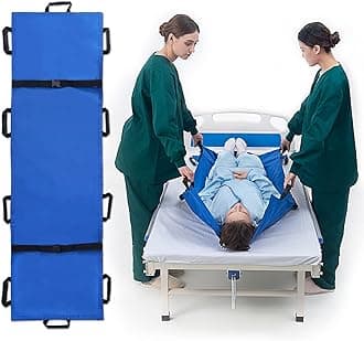 Folding 71”x30” Portable Transport Stretcher with 10 Handles, Carrying Bag Patient Mover Travel Size Emergency Rescue Casualty Evacuation-Capacity 625 lbs Blue