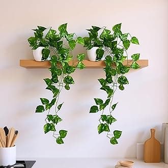 fancymart Artificial Vine Plant Falling with Pot : Pack of 2 (Natural Touch & Feel) | Fake Hanging Plants for Home Décor, Office Decor | Small Size Pot | Size 45 X 17 X 7 CM