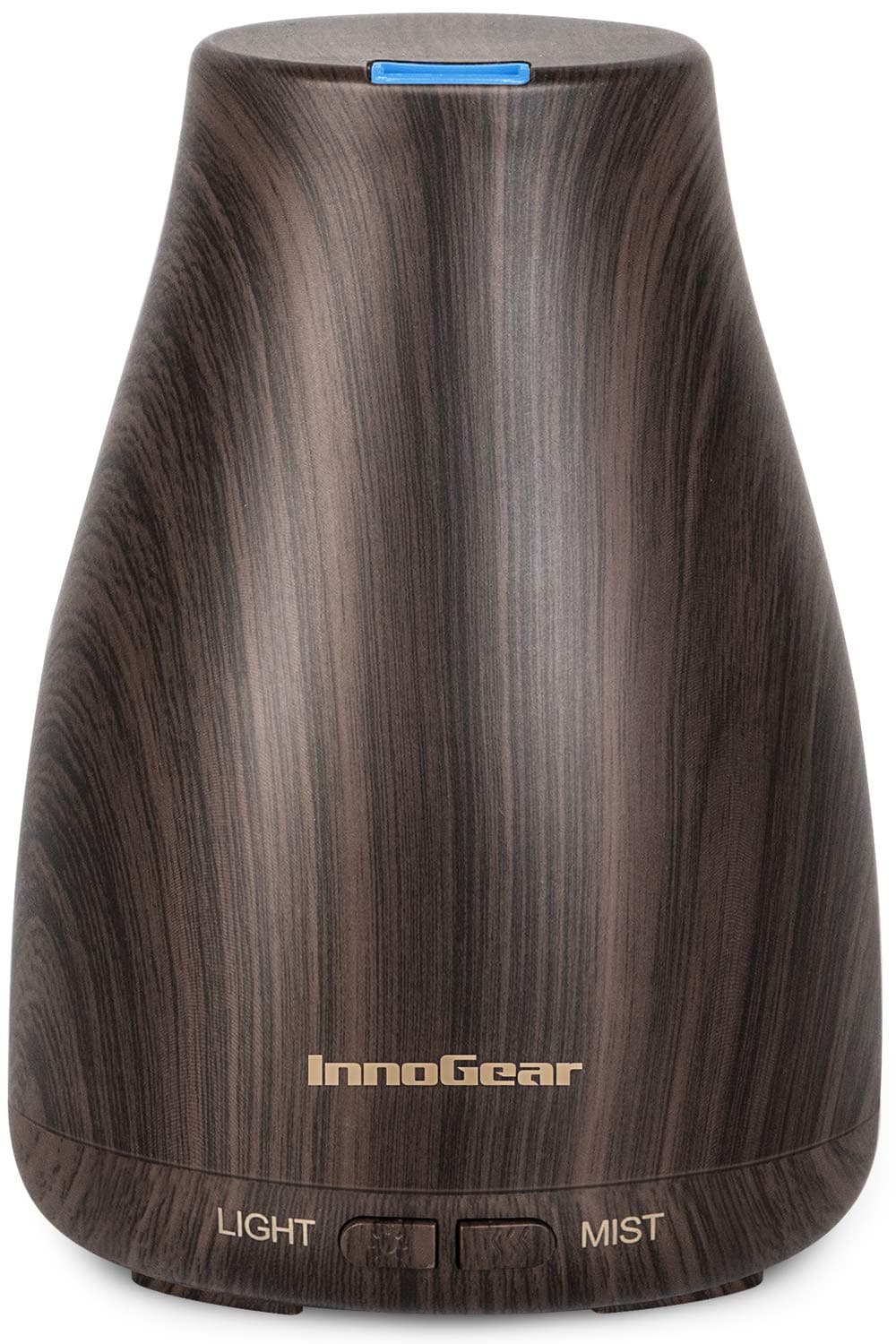 InnoGear Essential Oil Diffuser, Ultrasonic Diffusers for Home Aromatherapy Humidifier for Bedroom Room 7 Colors LED 2 Mist Mode Auto Off, Brown