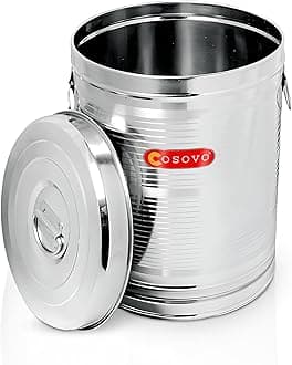 COSOVO® Steel Rice Storage Container 20 KG | Steel Storage Box Drum | Kothi | Container | Dibba | Drum for Kitchen Storage, (10-100 Kg)