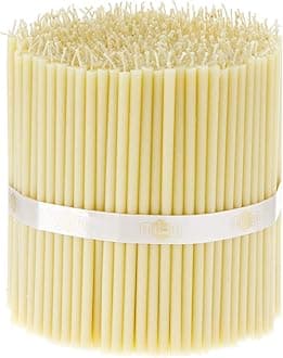 Thin Taper Beeswax Candles - Honey-Scented, Decorative Candles Ideal for Birthday Decoration or Church Prayers - White Drip Free, Tall & Smokeless Pack of 50 pcs, 6.3 x 0.2 inch