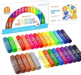 30 Colors Tempera Paint Sticks with 1 Drawing Pad