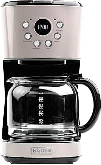 12-Cup Programmable Coffee Maker for Home or Office, Putty & Chrome – Drip Brewer Machine with Brew Strength, Delay Brewing, Auto Shut-Off and Reusable Washable Water Filter