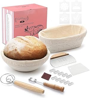 Premium Round Bread Banneton Basket with Liner - Perfect Brotform Proofing Basket for Making Beautiful Bread - (9 in. Round/10 in. Oval)