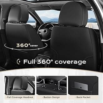 Coverado Leather Front Seat Covers, 2-Pack Universal Waterproof Breathable Leather Woven Leatherette Seat Cushions, Auto Car Seats Protectors, Fit for Most Vehicles-Blackpure