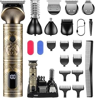 VGR Beard Trimmer for Men, Professional Mens Beard Grooming Kit, Electric Shavers Razors, Cordless Hair Clippers Trimmers for Face, Body, Nose, Mustache, Balls, Gifts for Men, 7 in 1
