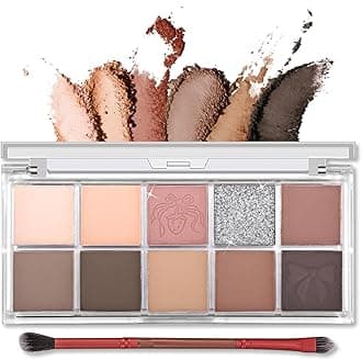 Erinde 10 Colors Eyeshadow Palette Makeup - Matte Shimmer Glitter Eye Shadow, Ultra-Blendable, High Pigmented, Naturing-Looking, Neutral Nude Eyeshadow Pallet with Professional Brush,21