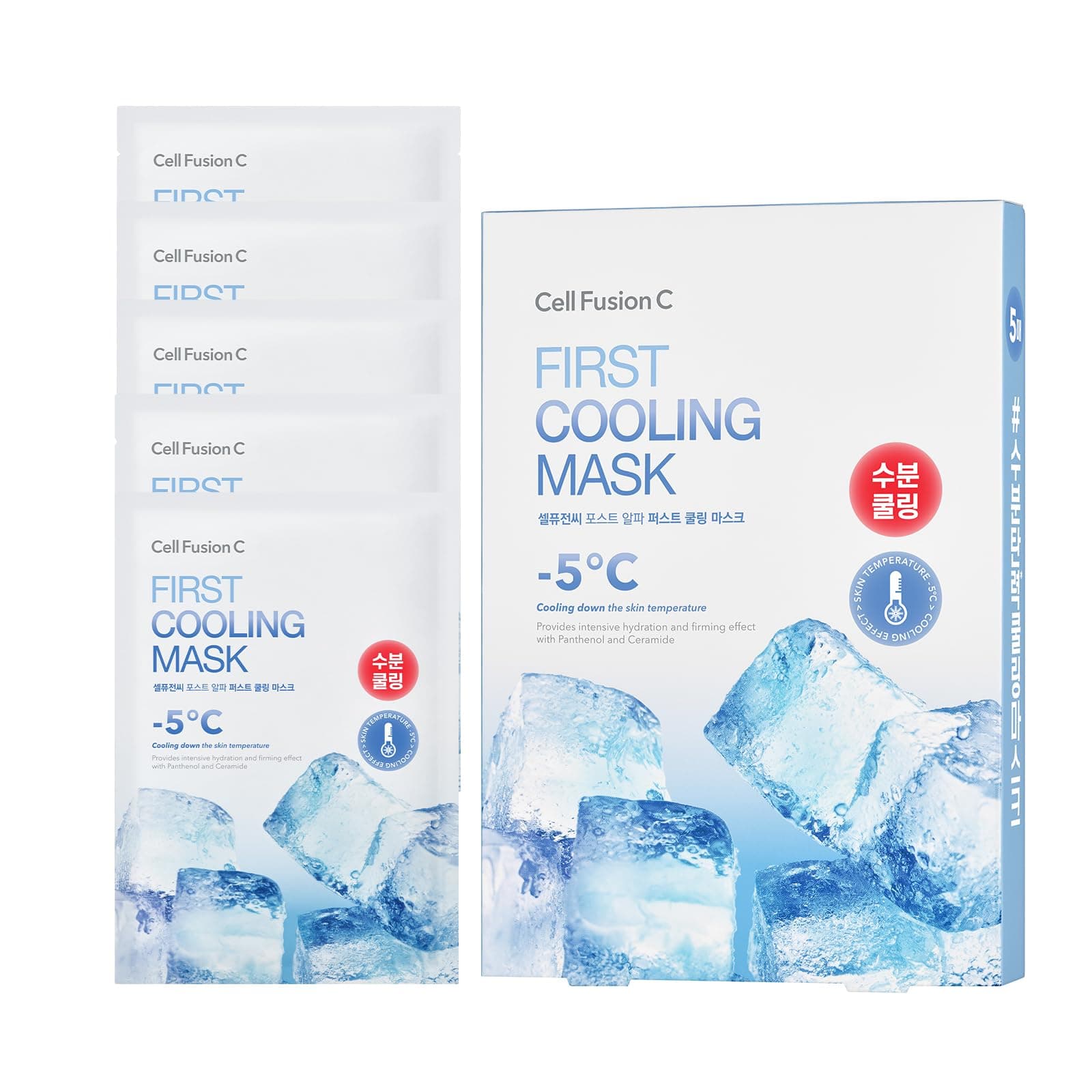 Post Alpha First Cooling Sheet Mask 5EA, Hydrating, Cooling and De-puffing, Glacial Water & Panthenol, Korean Skin Care